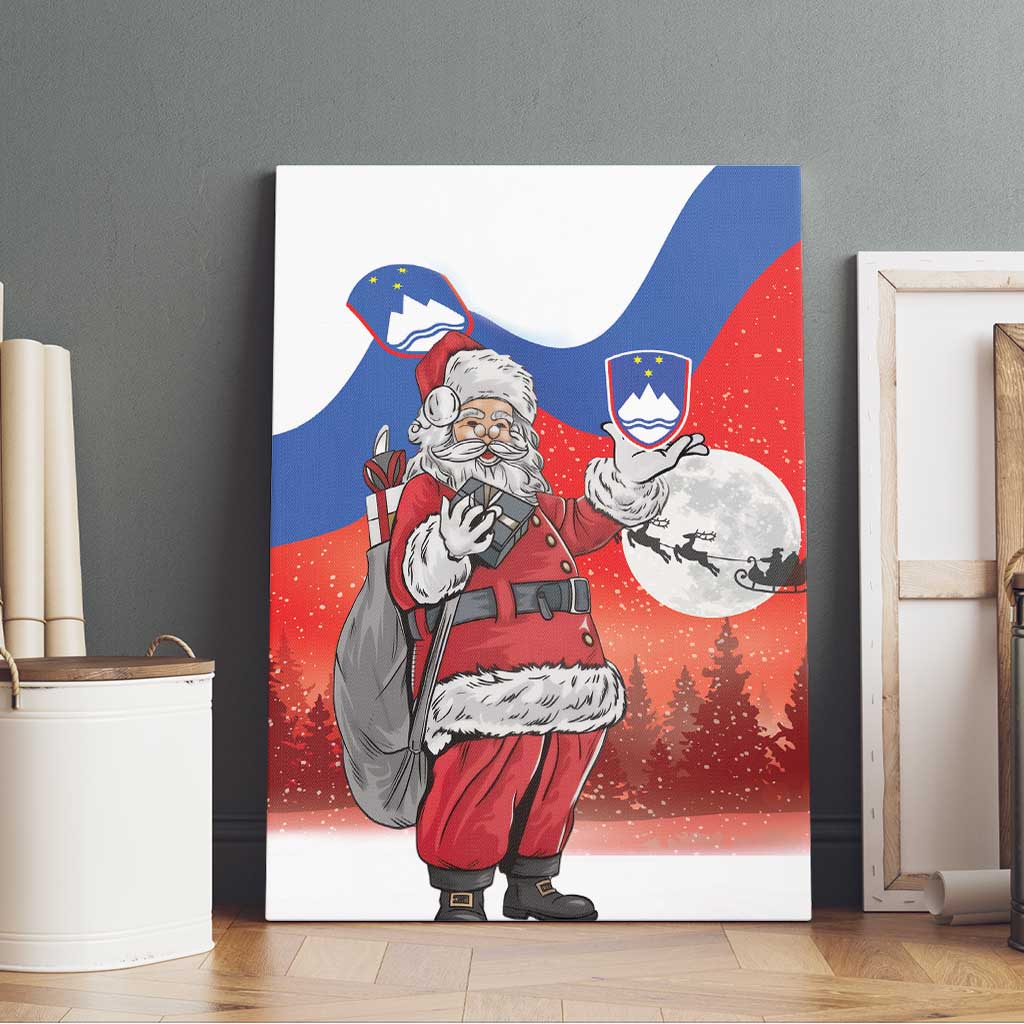 Slovenia Santa Christmas Canvas Wall Art Slovenija Vesel Bozic Flag Style - Wonder Print Shop