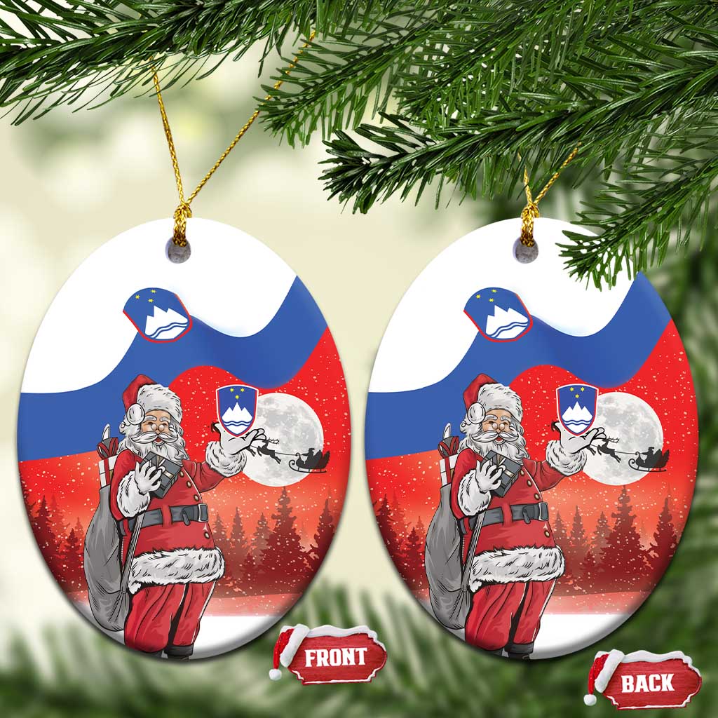 Slovenia Santa Christmas Ceramic Ornament Slovenija Vesel Bozic Flag Style - Wonder Print Shop