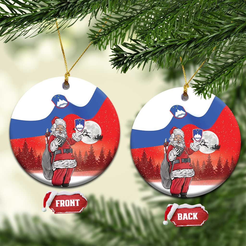 Slovenia Santa Christmas Ceramic Ornament Slovenija Vesel Bozic Flag Style - Wonder Print Shop