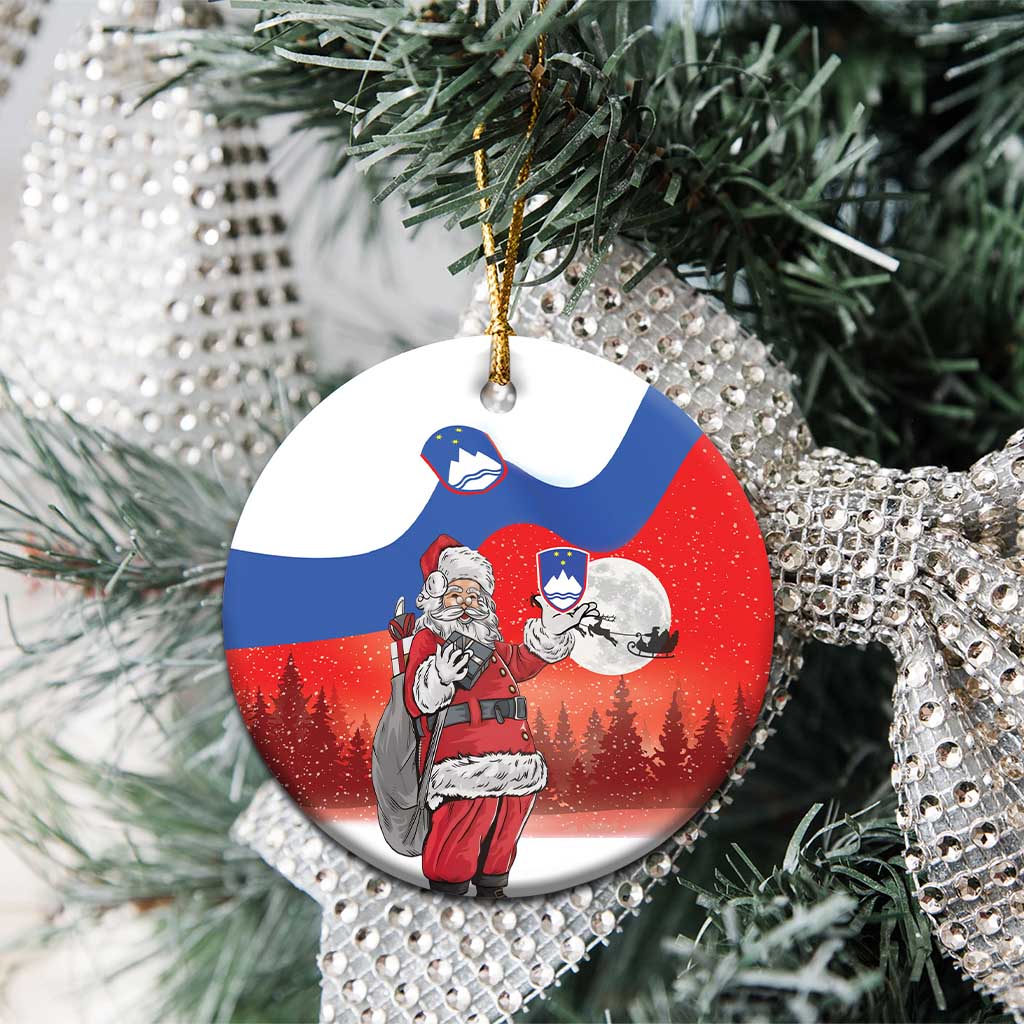 Slovenia Santa Christmas Ceramic Ornament Slovenija Vesel Bozic Flag Style - Wonder Print Shop