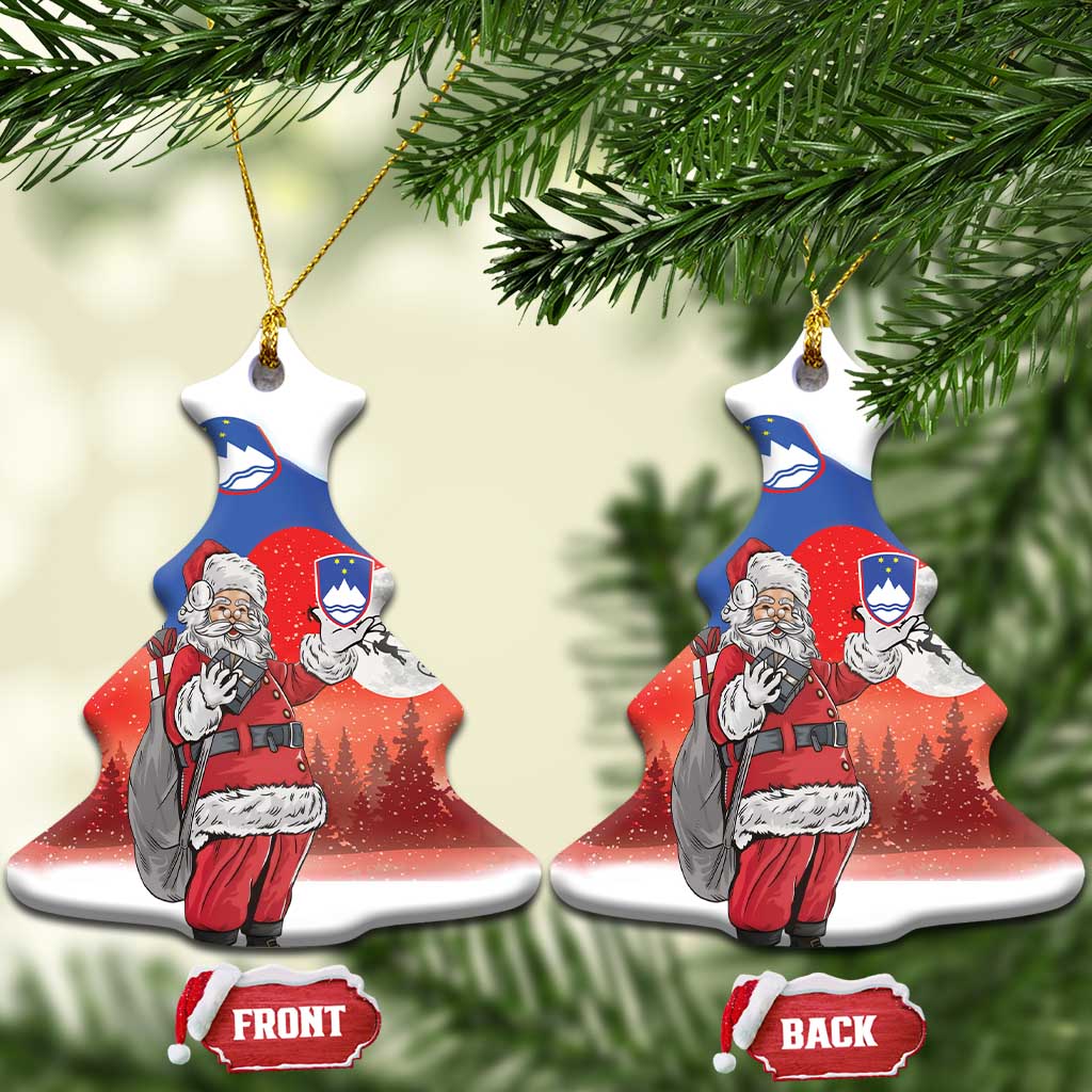 Slovenia Santa Christmas Ceramic Ornament Slovenija Vesel Bozic Flag Style - Wonder Print Shop