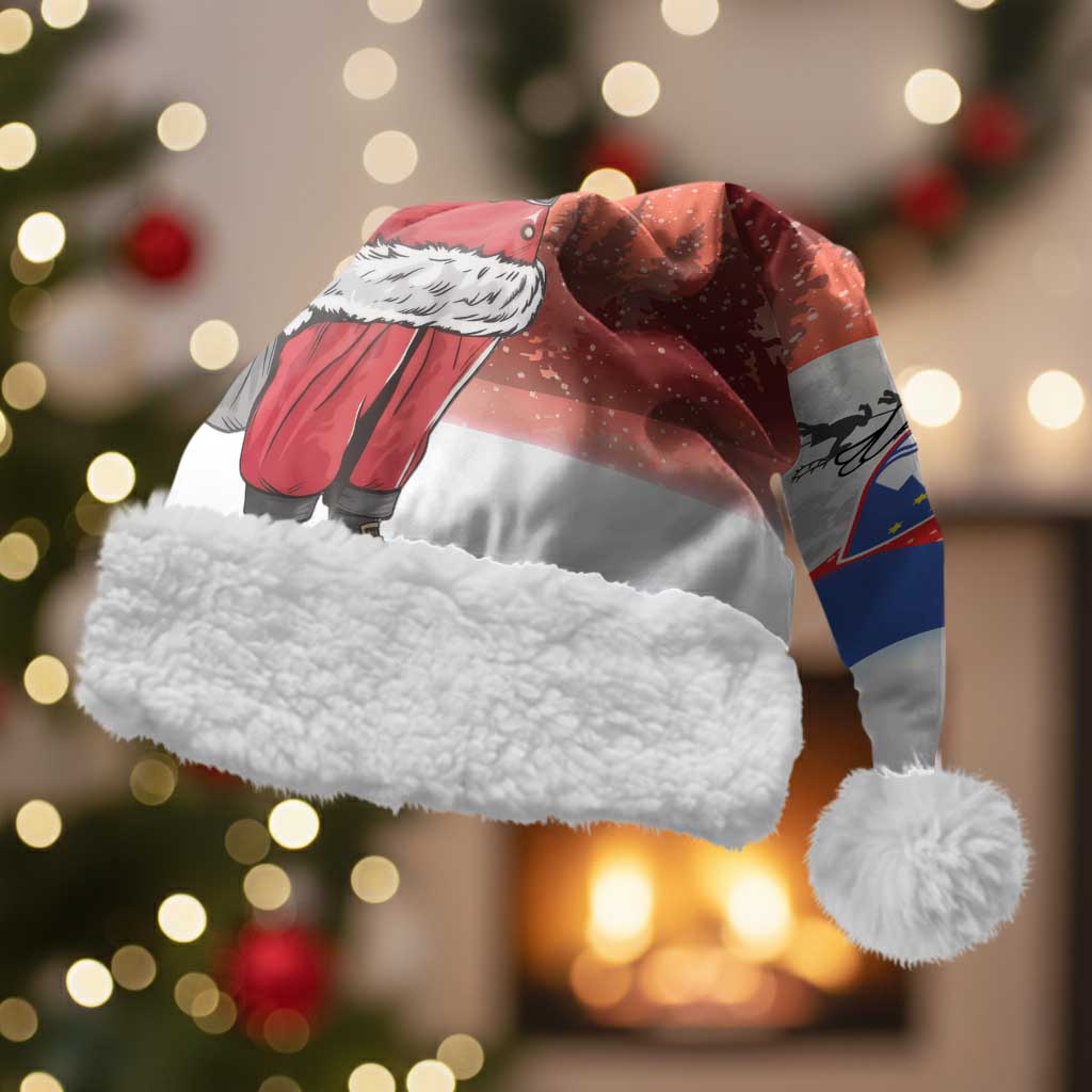 Slovenia Santa Christmas Santa Hat Slovenija Vesel Bozic Flag Style - Wonder Print Shop