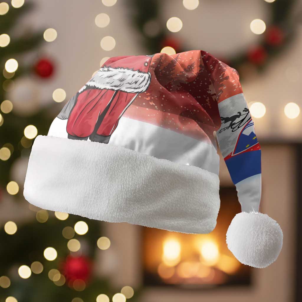 Slovenia Santa Christmas Santa Hat Slovenija Vesel Bozic Flag Style - Wonder Print Shop