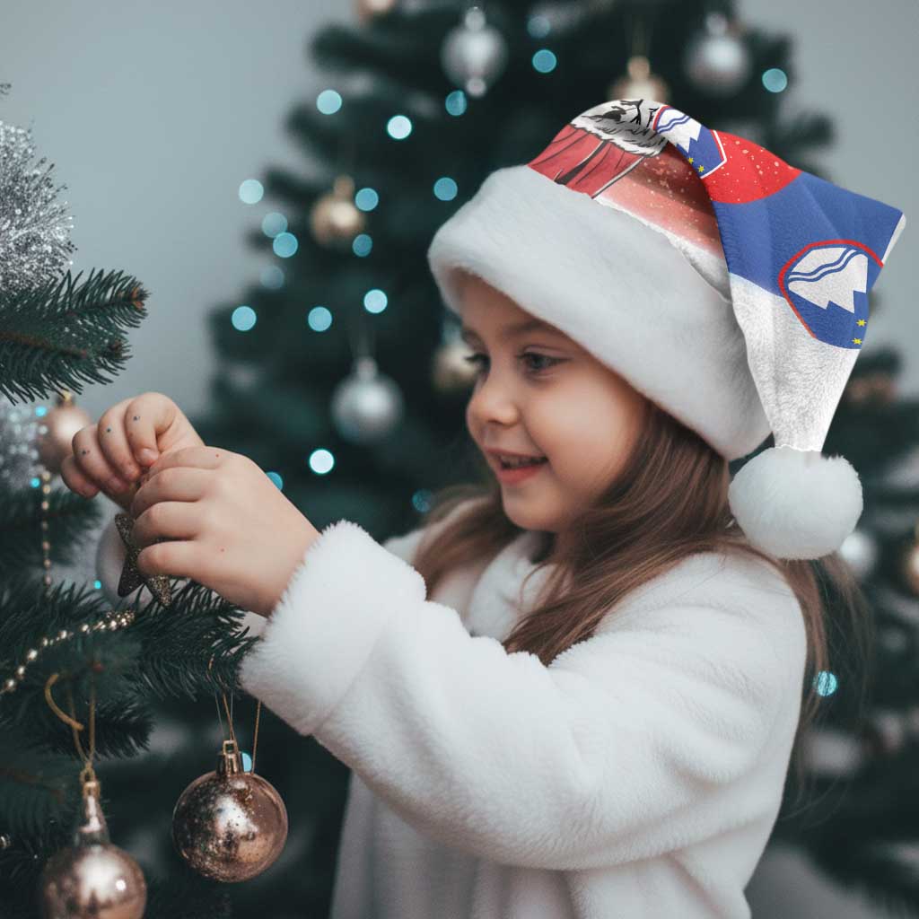 Slovenia Santa Christmas Santa Hat Slovenija Vesel Bozic Flag Style - Wonder Print Shop