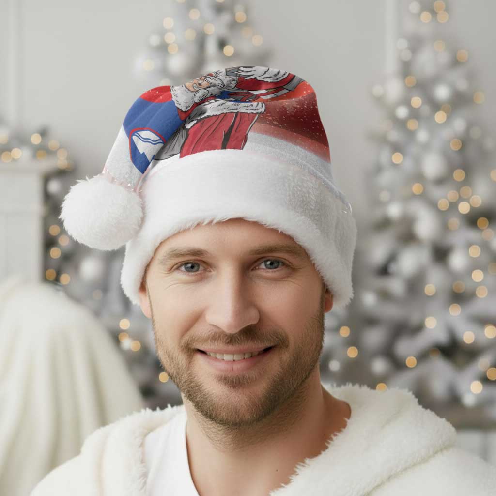 Slovenia Santa Christmas Santa Hat Slovenija Vesel Bozic Flag Style - Wonder Print Shop