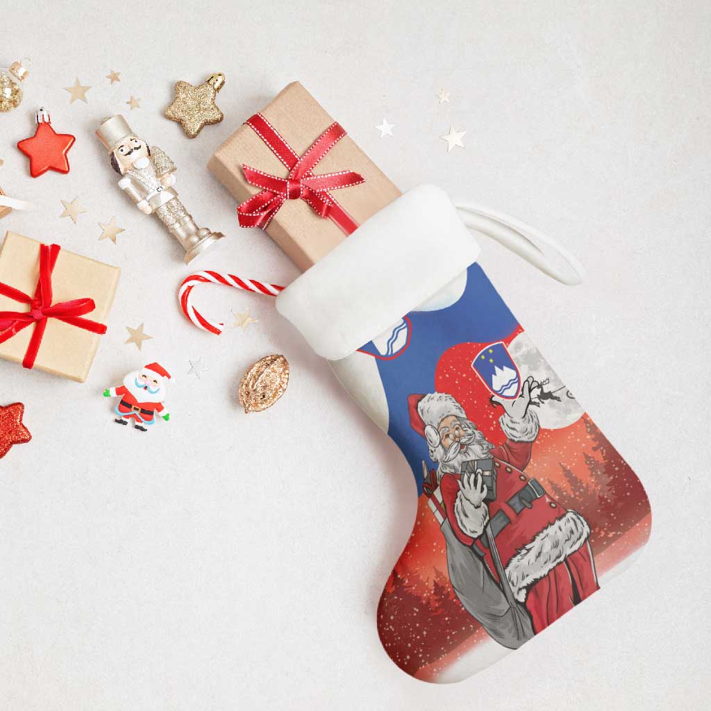 Slovenia Santa Christmas Stocking Slovenija Vesel Bozic Flag Style - Wonder Print Shop