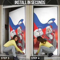 Slovenia Santa Christmas Door Cover Slovenija Vesel Bozic Flag Style - Wonder Print Shop