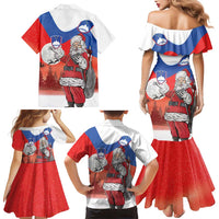 Slovenia Santa Christmas Family Matching Mermaid Dress and Hawaiian Shirt Slovenija Vesel Bozic Flag Style - Wonder Print Shop