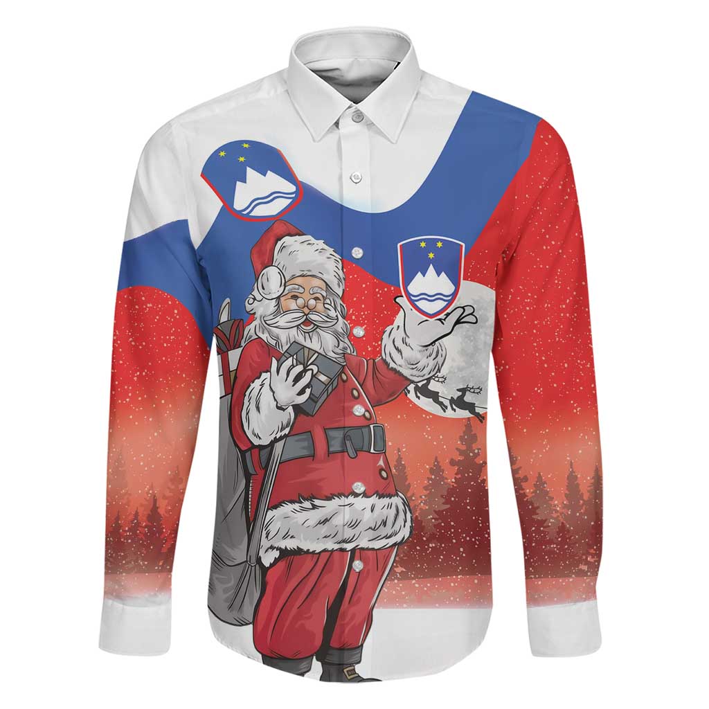 Slovenia Santa Christmas Family Matching Off The Shoulder Long Sleeve Dress and Hawaiian Shirt Slovenija Vesel Bozic Flag Style - Wonder Print Shop