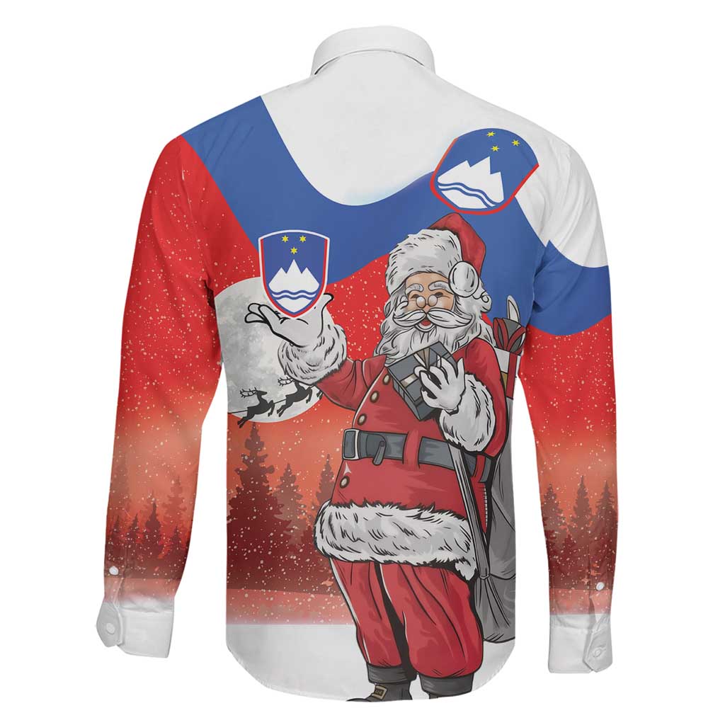 Slovenia Santa Christmas Family Matching Off The Shoulder Long Sleeve Dress and Hawaiian Shirt Slovenija Vesel Bozic Flag Style - Wonder Print Shop