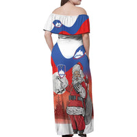 Slovenia Santa Christmas Family Matching Off Shoulder Maxi Dress and Hawaiian Shirt Slovenija Vesel Bozic Flag Style - Wonder Print Shop