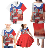 Slovenia Santa Christmas Family Matching Puletasi and Hawaiian Shirt Slovenija Vesel Bozic Flag Style - Wonder Print Shop