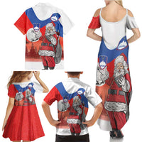 Slovenia Santa Christmas Family Matching Summer Maxi Dress and Hawaiian Shirt Slovenija Vesel Bozic Flag Style - Wonder Print Shop