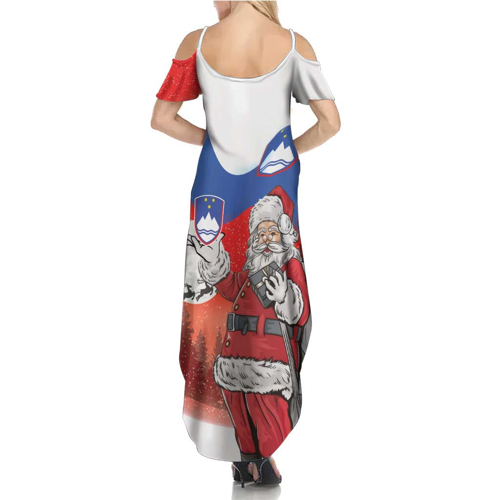 Slovenia Santa Christmas Family Matching Summer Maxi Dress and Hawaiian Shirt Slovenija Vesel Bozic Flag Style - Wonder Print Shop
