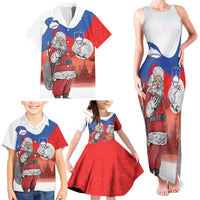 Slovenia Santa Christmas Family Matching Tank Maxi Dress and Hawaiian Shirt Slovenija Vesel Bozic Flag Style - Wonder Print Shop