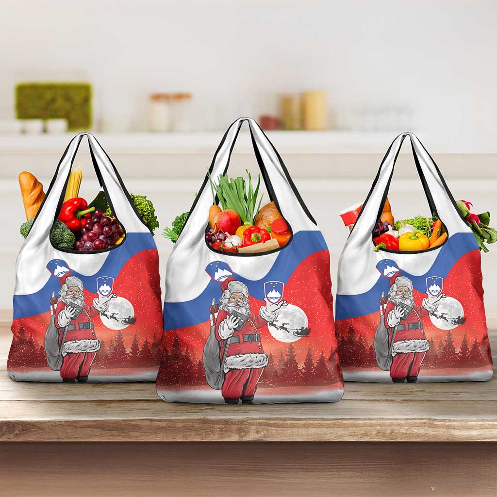 Slovenia Santa Christmas Grocery Bag Slovenija Vesel Bozic Flag Style - Wonder Print Shop