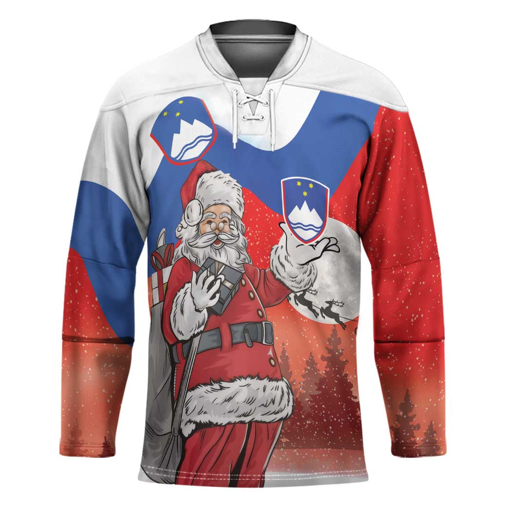 Slovenia Santa Christmas Hockey Jersey Slovenija Vesel Bozic Flag Style - Wonder Print Shop