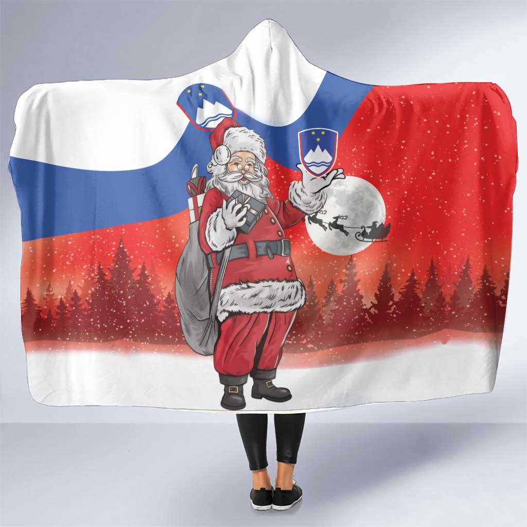 Slovenia Santa Christmas Hooded Blanket Slovenija Vesel Bozic Flag Style - Wonder Print Shop