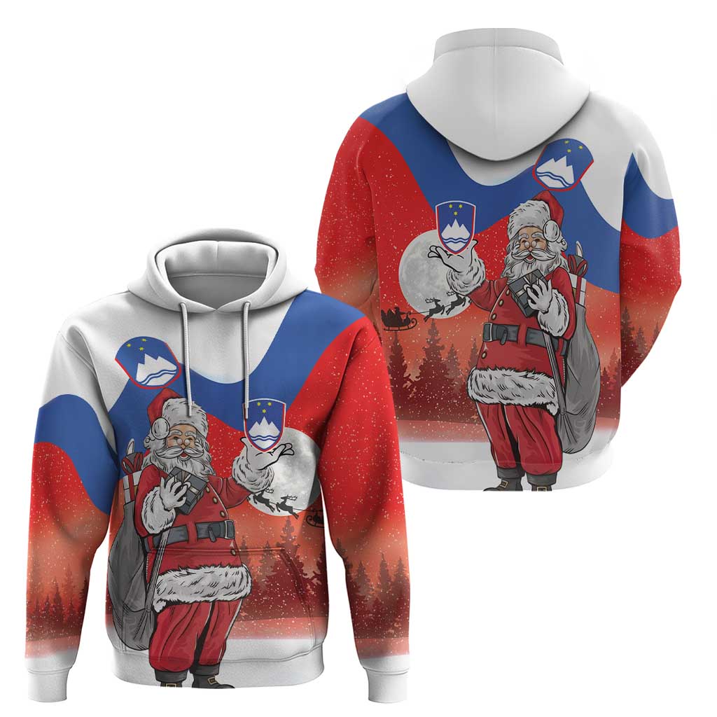 Slovenia Santa Christmas Hoodie Slovenija Vesel Bozic Flag Style - Wonder Print Shop