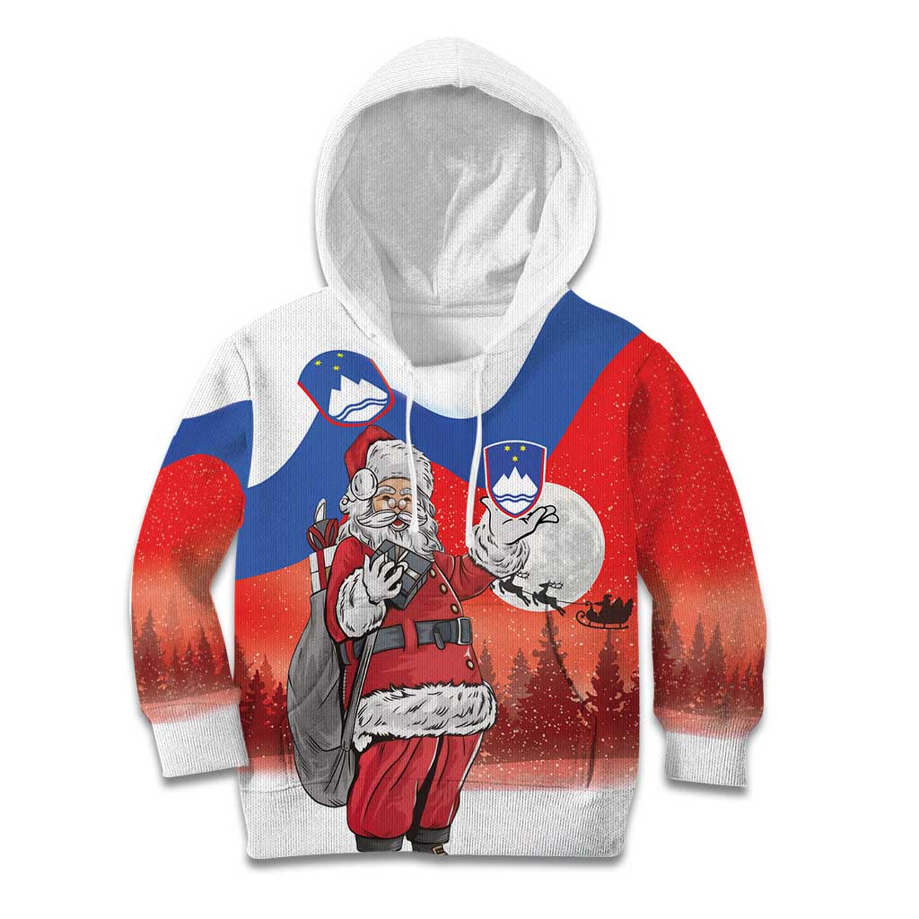 Slovenia Santa Christmas Kid Hoodie Slovenija Vesel Bozic Flag Style - Wonder Print Shop