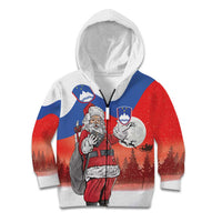 Slovenia Santa Christmas Kid Hoodie Slovenija Vesel Bozic Flag Style - Wonder Print Shop