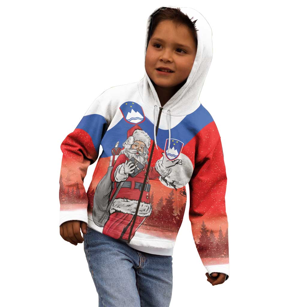 Slovenia Santa Christmas Kid Hoodie Slovenija Vesel Bozic Flag Style - Wonder Print Shop