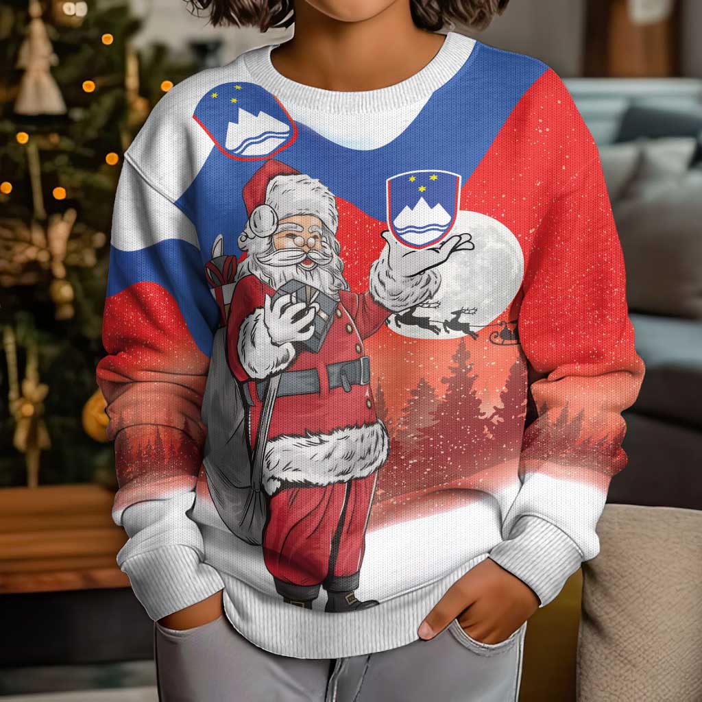 Slovenia Santa Christmas Kid Ugly Christmas Sweater Slovenija Vesel Bozic Flag Style - Wonder Print Shop