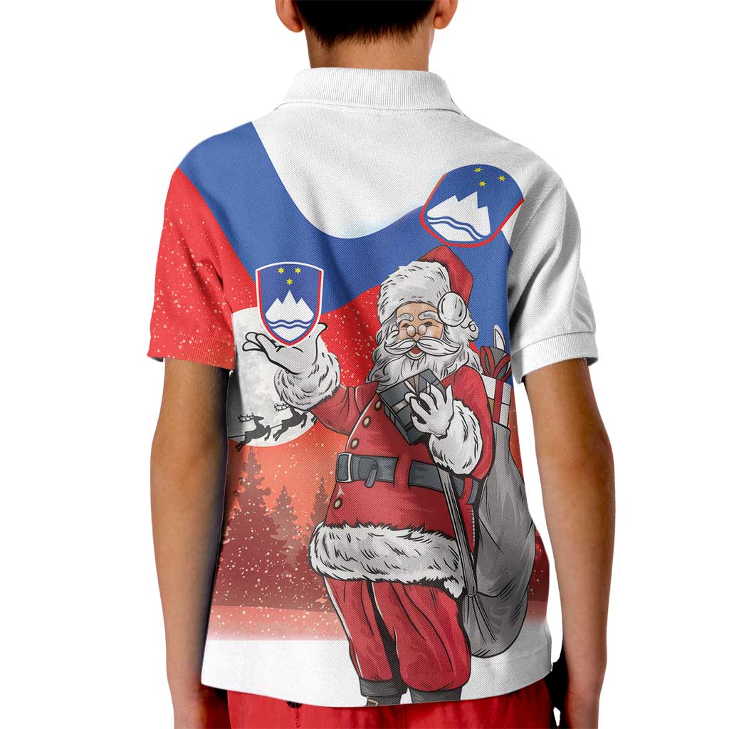 Slovenia Santa Christmas Kid Polo Shirt Slovenija Vesel Bozic Flag Style - Wonder Print Shop