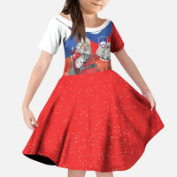 Slovenia Santa Christmas Kid Short Sleeve Dress Slovenija Vesel Bozic Flag Style - Wonder Print Shop