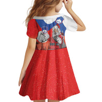 Slovenia Santa Christmas Kid Short Sleeve Dress Slovenija Vesel Bozic Flag Style - Wonder Print Shop