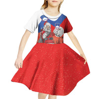 Slovenia Santa Christmas Kid Short Sleeve Dress Slovenija Vesel Bozic Flag Style - Wonder Print Shop