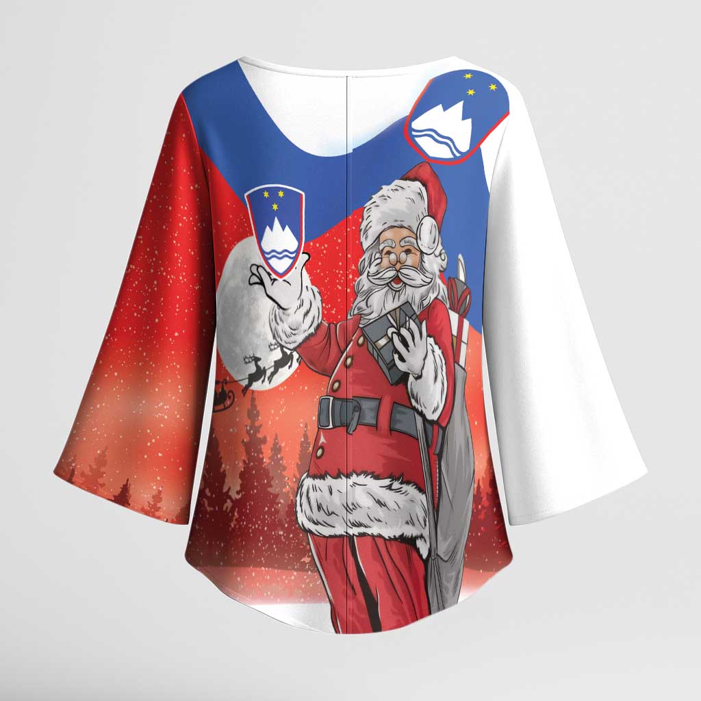 Slovenia Santa Christmas Kimono Sleeve Blouse Slovenija Vesel Bozic Flag Style - Wonder Print Shop