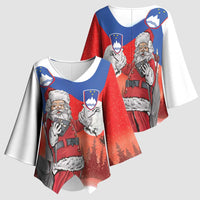 Slovenia Santa Christmas Kimono Sleeve Blouse Slovenija Vesel Bozic Flag Style - Wonder Print Shop