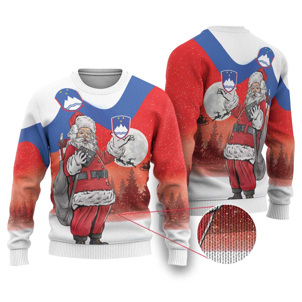 Slovenia Santa Christmas Ugly Christmas Sweater Slovenija Vesel Bozic Flag Style - Wonder Print Shop