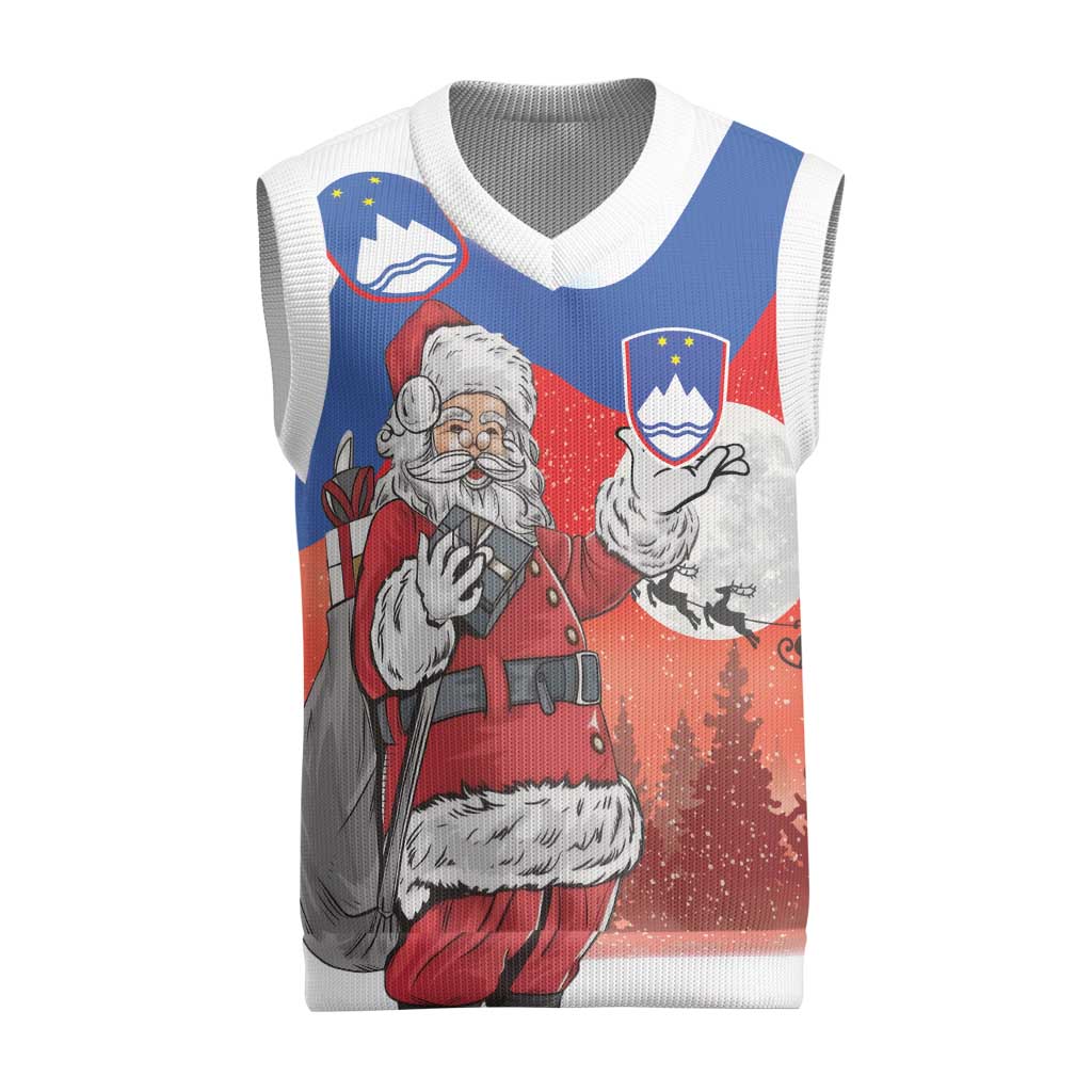Slovenia Santa Christmas Knitted V-Neck Vest Slovenija Vesel Bozic Flag Style - Wonder Print Shop