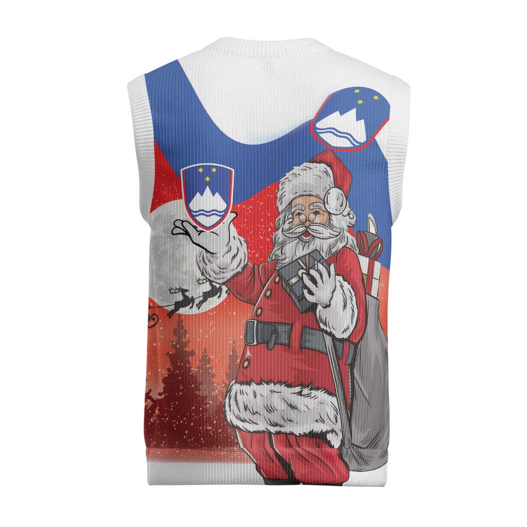 Slovenia Santa Christmas Knitted V-Neck Vest Slovenija Vesel Bozic Flag Style - Wonder Print Shop