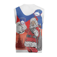 Slovenia Santa Christmas Knitted V-Neck Vest Slovenija Vesel Bozic Flag Style - Wonder Print Shop