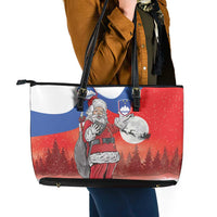 Slovenia Santa Christmas Leather Tote Bag Slovenija Vesel Bozic Flag Style - Wonder Print Shop
