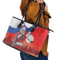 Slovenia Santa Christmas Leather Tote Bag Slovenija Vesel Bozic Flag Style - Wonder Print Shop