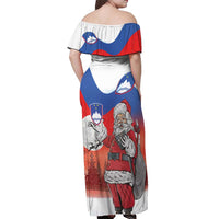 Slovenia Santa Christmas Off Shoulder Maxi Dress Slovenija Vesel Bozic Flag Style - Wonder Print Shop