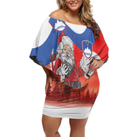 Slovenia Santa Christmas Off Shoulder Short Dress Slovenija Vesel Bozic Flag Style - Wonder Print Shop