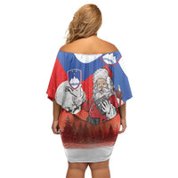 Slovenia Santa Christmas Off Shoulder Short Dress Slovenija Vesel Bozic Flag Style - Wonder Print Shop