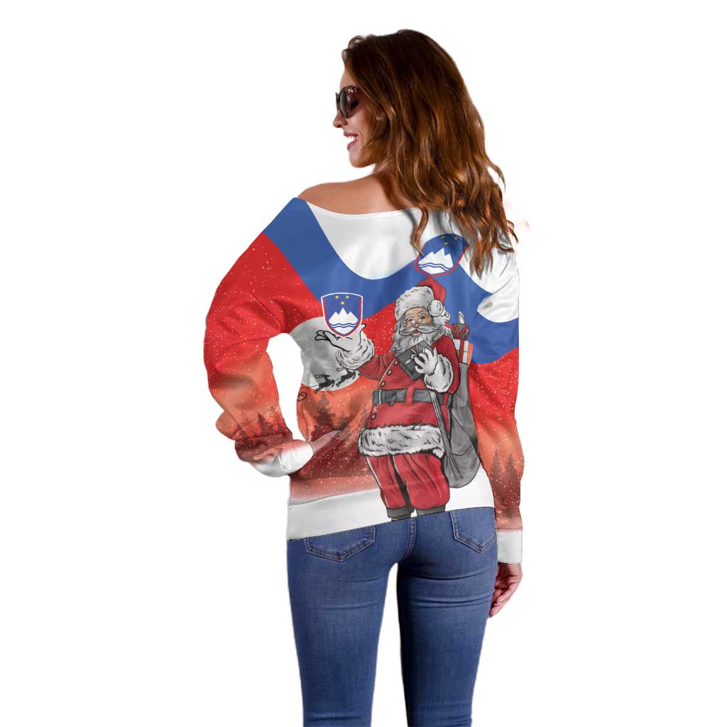 Slovenia Santa Christmas Off Shoulder Sweater Slovenija Vesel Bozic Flag Style - Wonder Print Shop