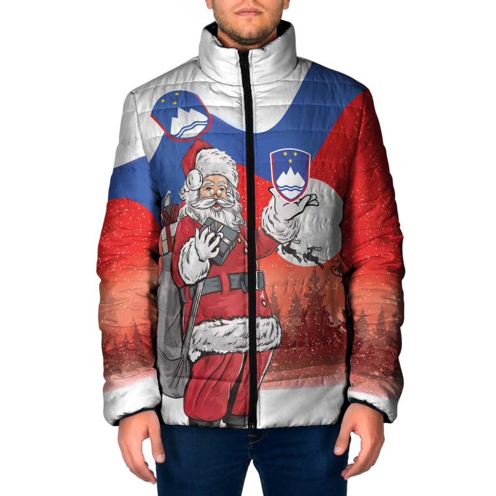 Slovenia Santa Christmas Padded Jacket Slovenija Vesel Bozic Flag Style - Wonder Print Shop