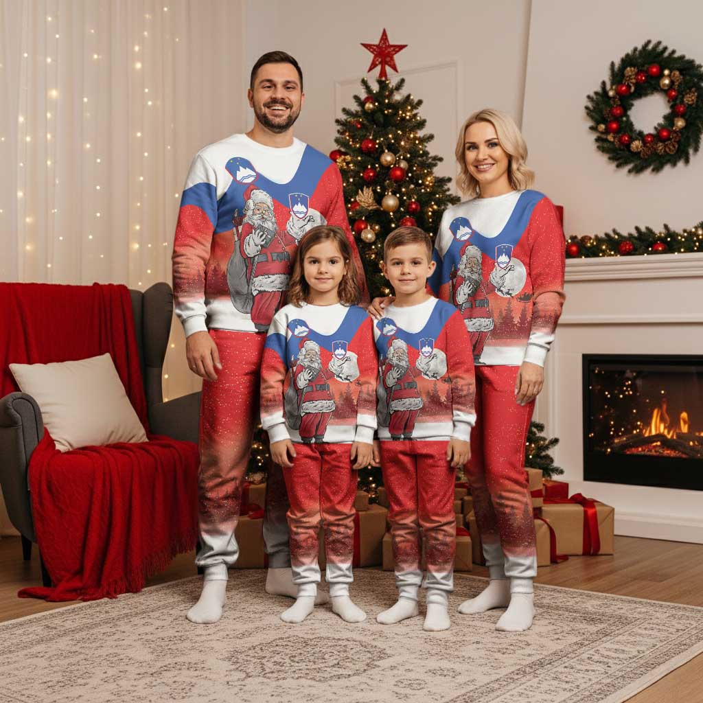 Slovenia Santa Christmas Pajama Set Slovenija Vesel Bozic Flag Style - Wonder Print Shop