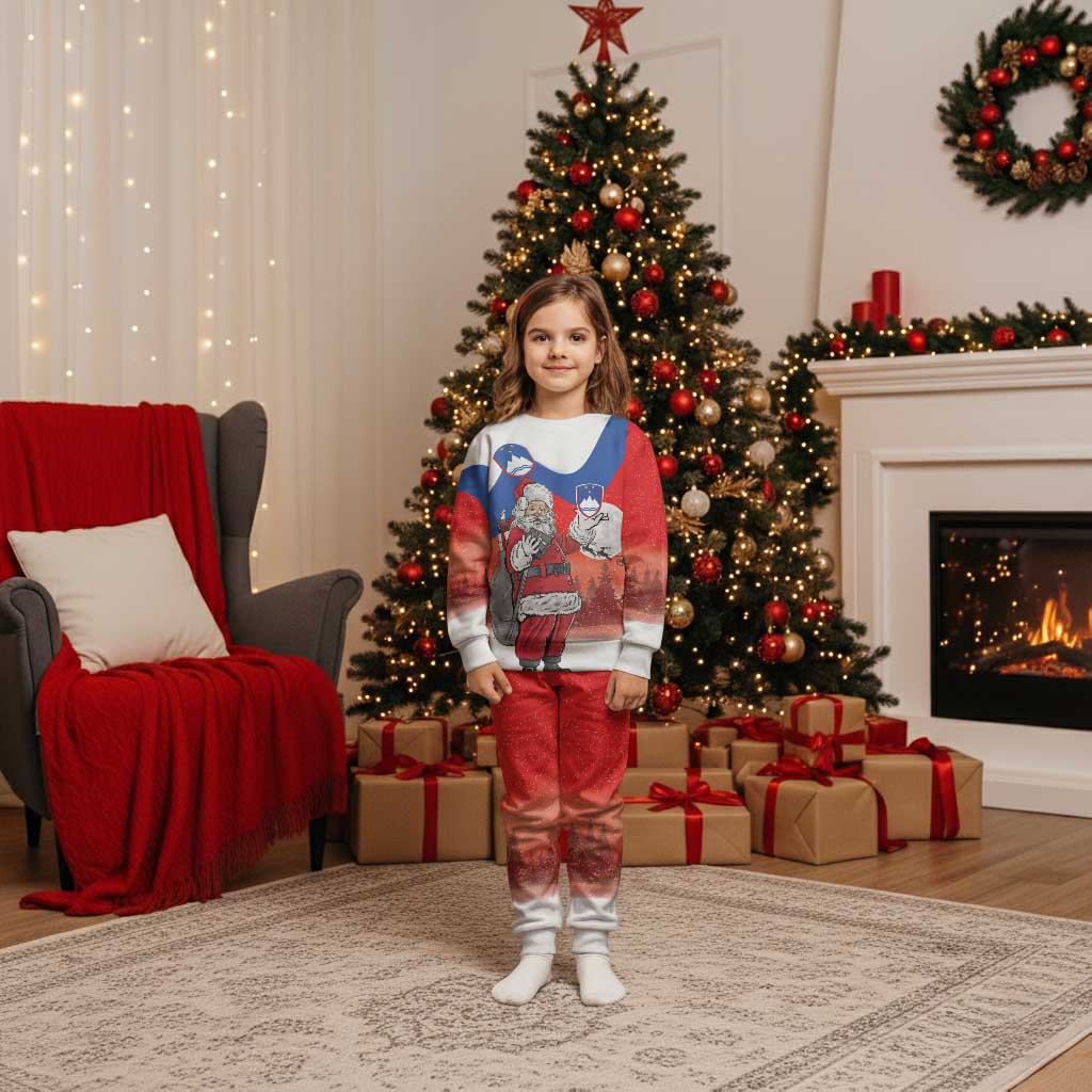 Slovenia Santa Christmas Pajama Set Slovenija Vesel Bozic Flag Style - Wonder Print Shop