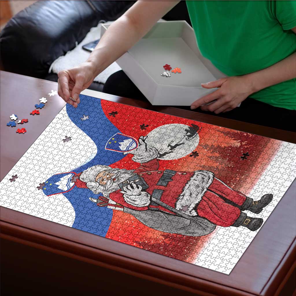 Slovenia Santa Christmas Puzzle Slovenija Vesel Bozic Flag Style - Wonder Print Shop