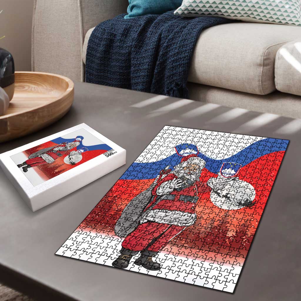 Slovenia Santa Christmas Puzzle Slovenija Vesel Bozic Flag Style - Wonder Print Shop