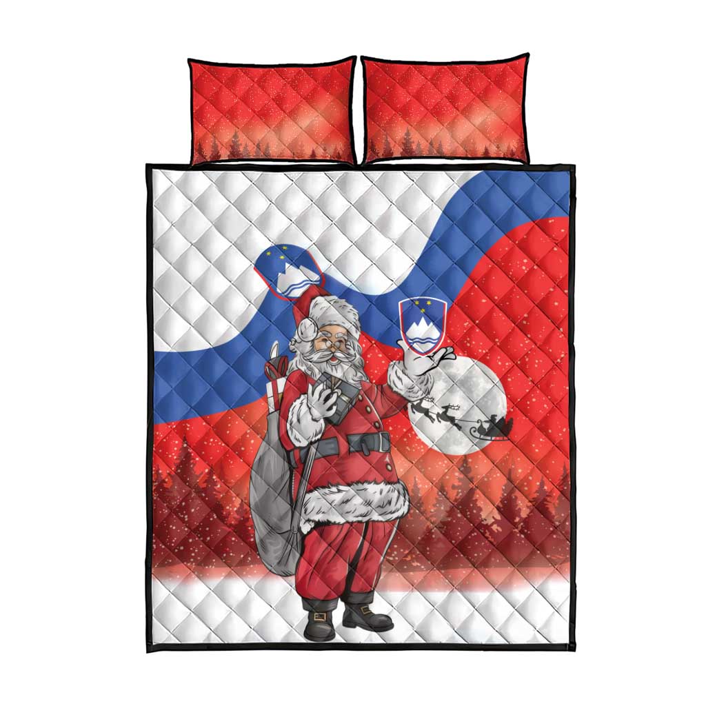 Slovenia Santa Christmas Quilt Bed Set Slovenija Vesel Bozic Flag Style - Wonder Print Shop