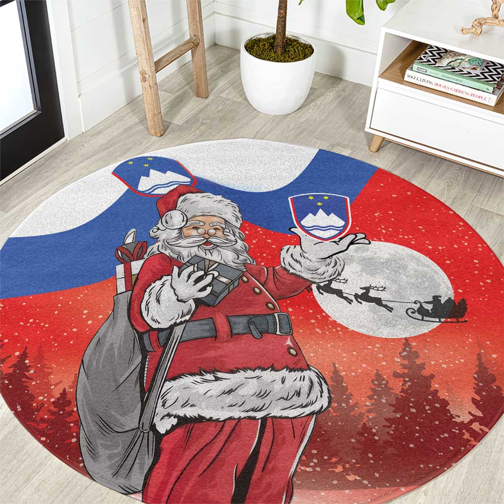 Slovenia Santa Christmas Round Carpet Slovenija Vesel Bozic Flag Style - Wonder Print Shop